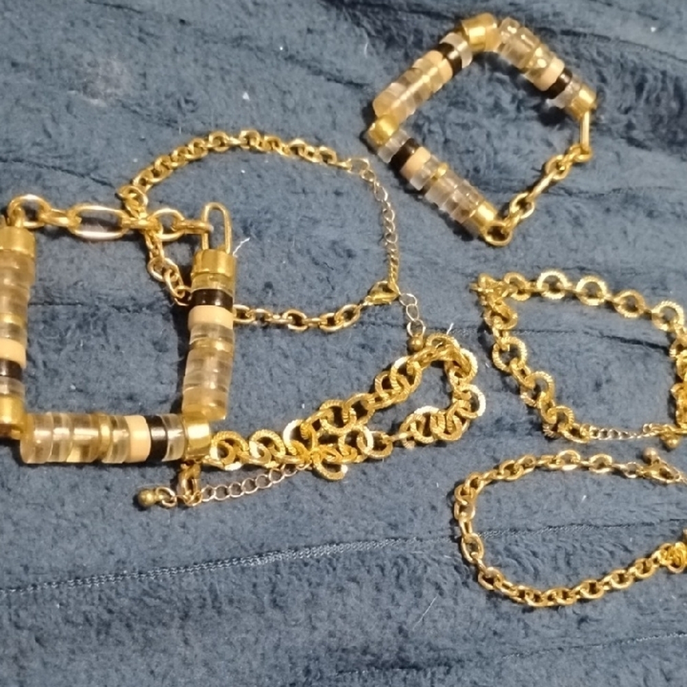 Elegant Gold and Black Tone Bracelet Set